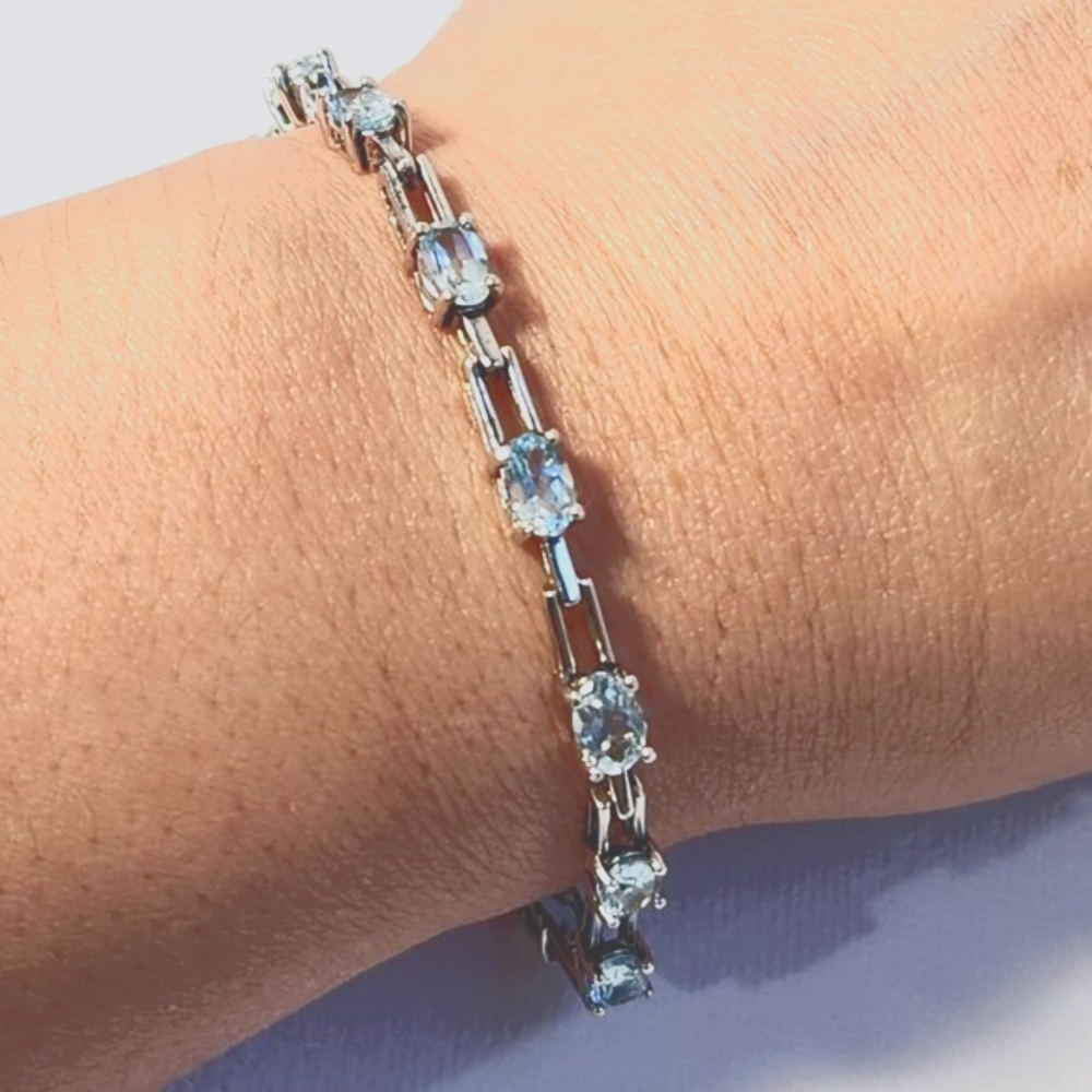 Ross-Simons Silver Bracelet with Light Blue Stones
